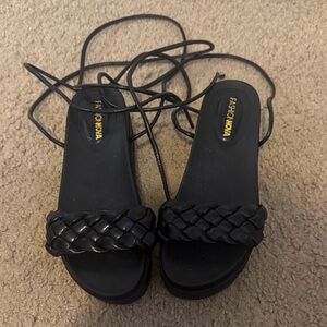 Fashion Nova Black Braided Sandals